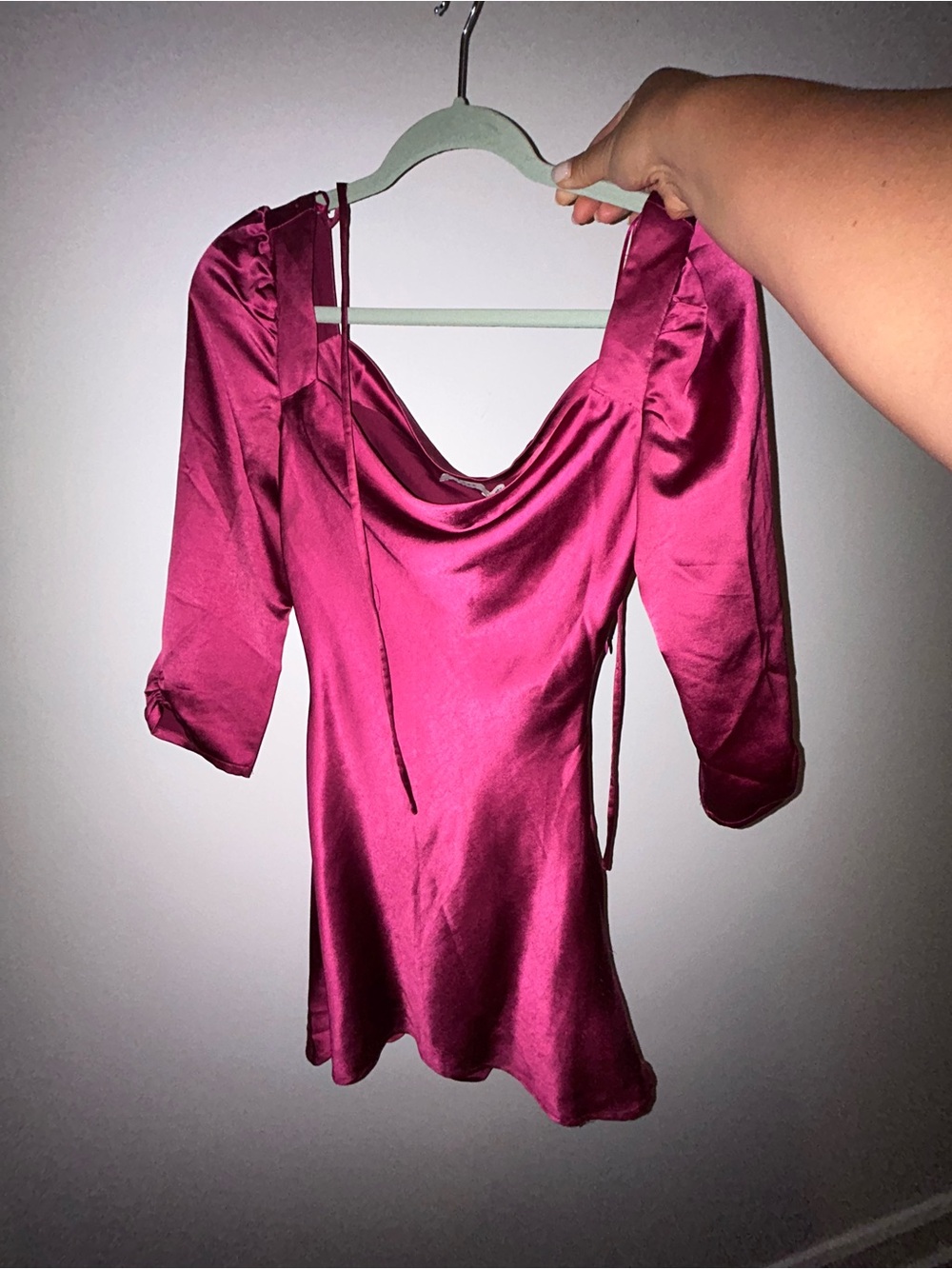 Lush Satin Mini Dress in Magenta